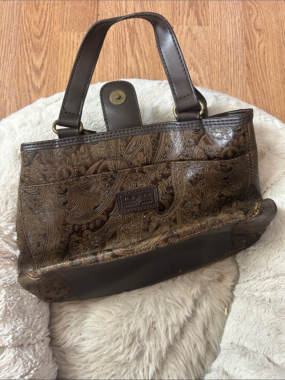 Relic Brown Embossed Paisley Satchel